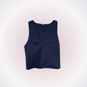 Black Ribbed V-Neck Crop Tank | Sz S (NO SIZE TAG)